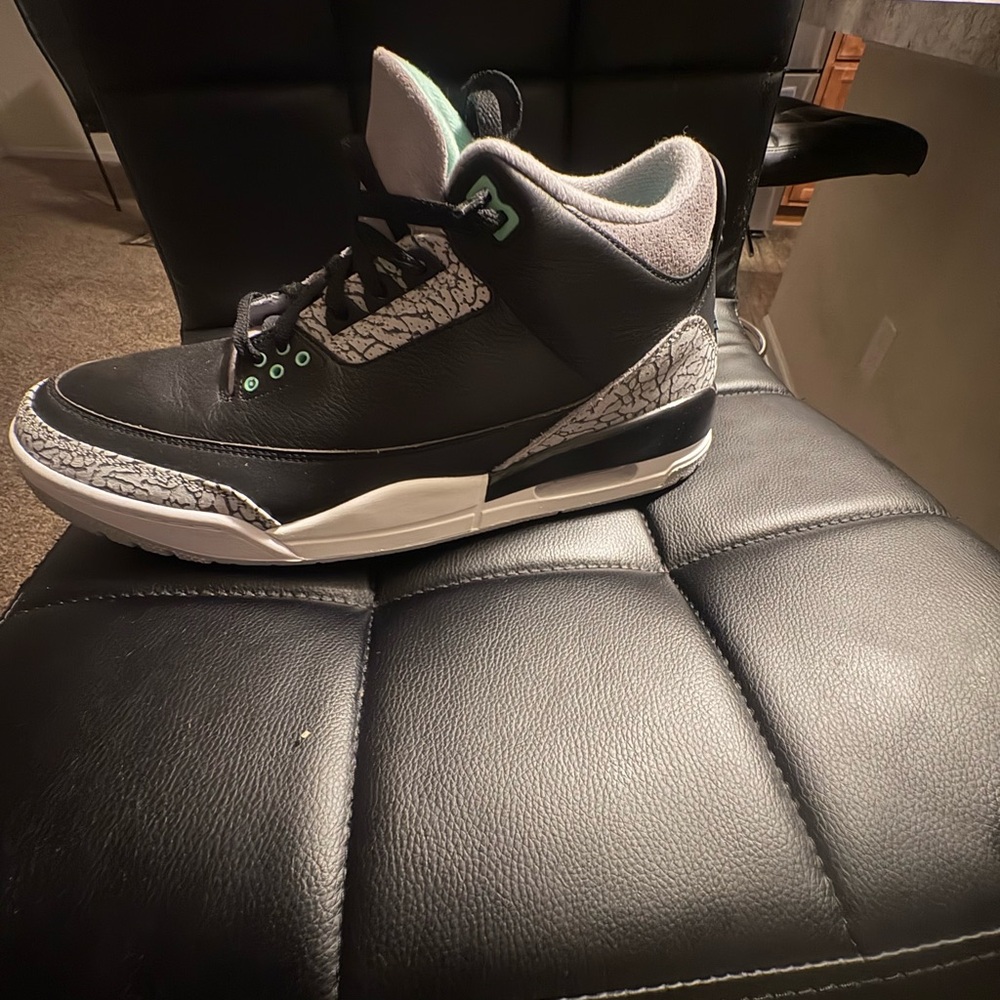 Jordan Black and Grey High-Top Sneakers with Mint Accents